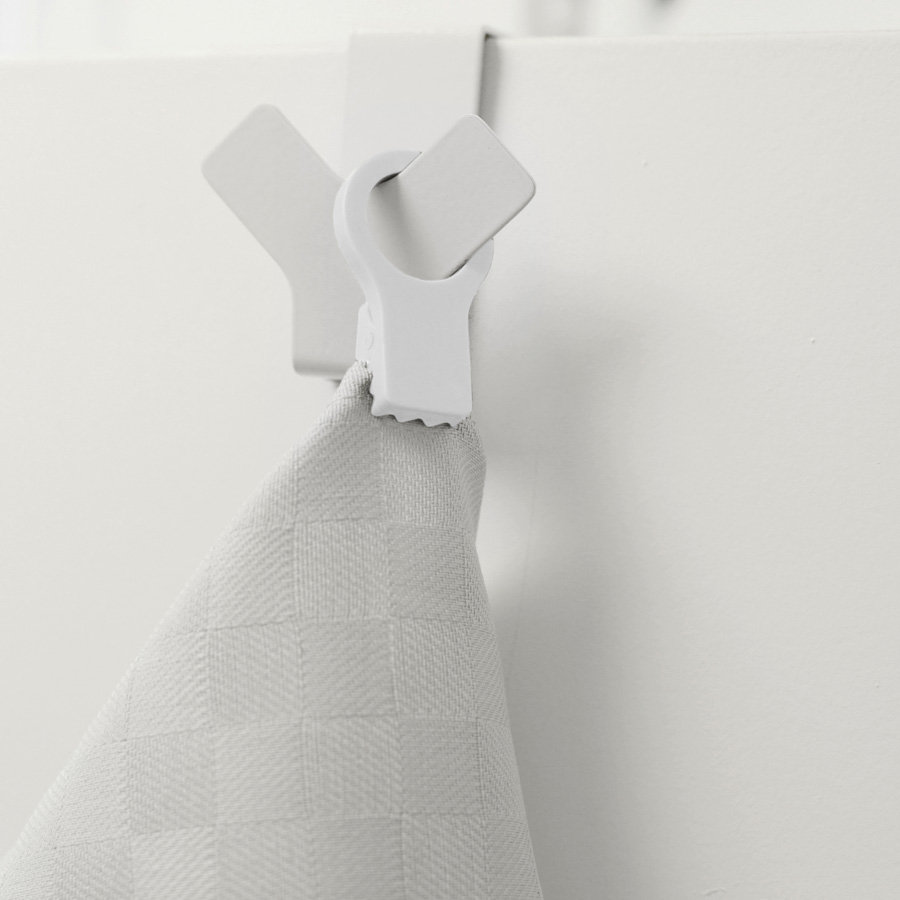Tea Towel Clip Loop, 2 pcs White. Plastic, silicone
