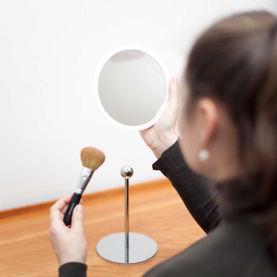 AirMirror™ Table Stand. Detachable Make-up Mirror X5 - White. ø 16,5 cm, 3 cm depth. Glass. Silicone - 2