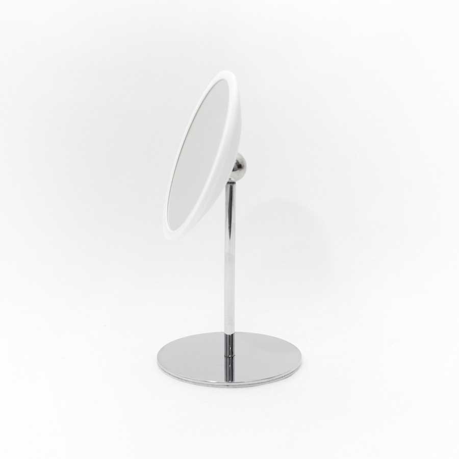 AirMirror™ Table Stand. Detachable Make-up Mirror X5 - Chromed steel base. White mirror. ø 16,5 cm, 3 cm depth. Glass. Silicone - 3