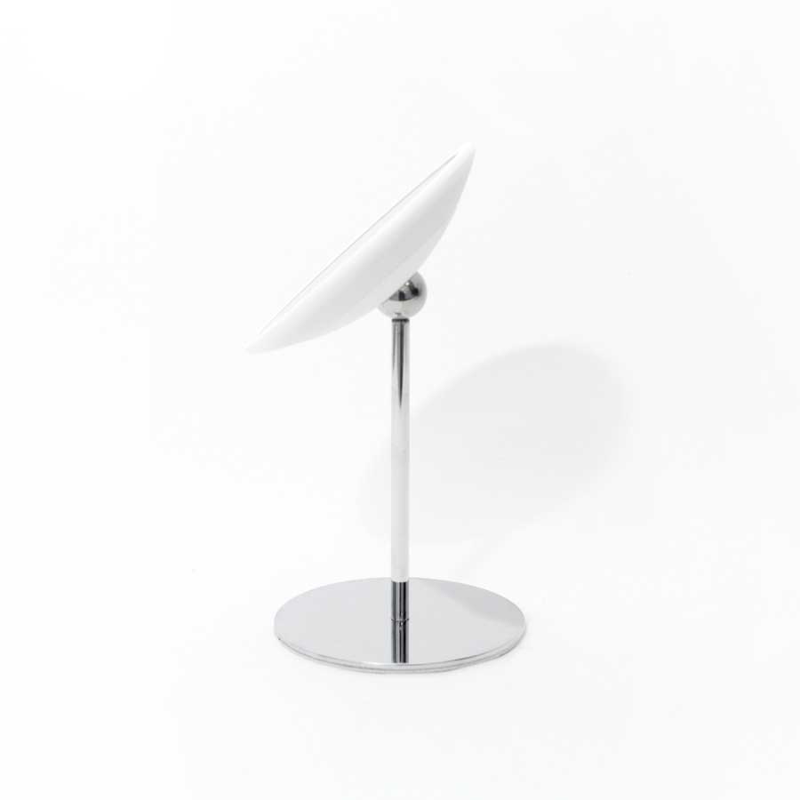 AirMirror™ Table Stand. Detachable Make-up Mirror X5 - Chromed steel base. White mirror. ø 16,5 cm, 3 cm depth. Glass. Silicone - 5