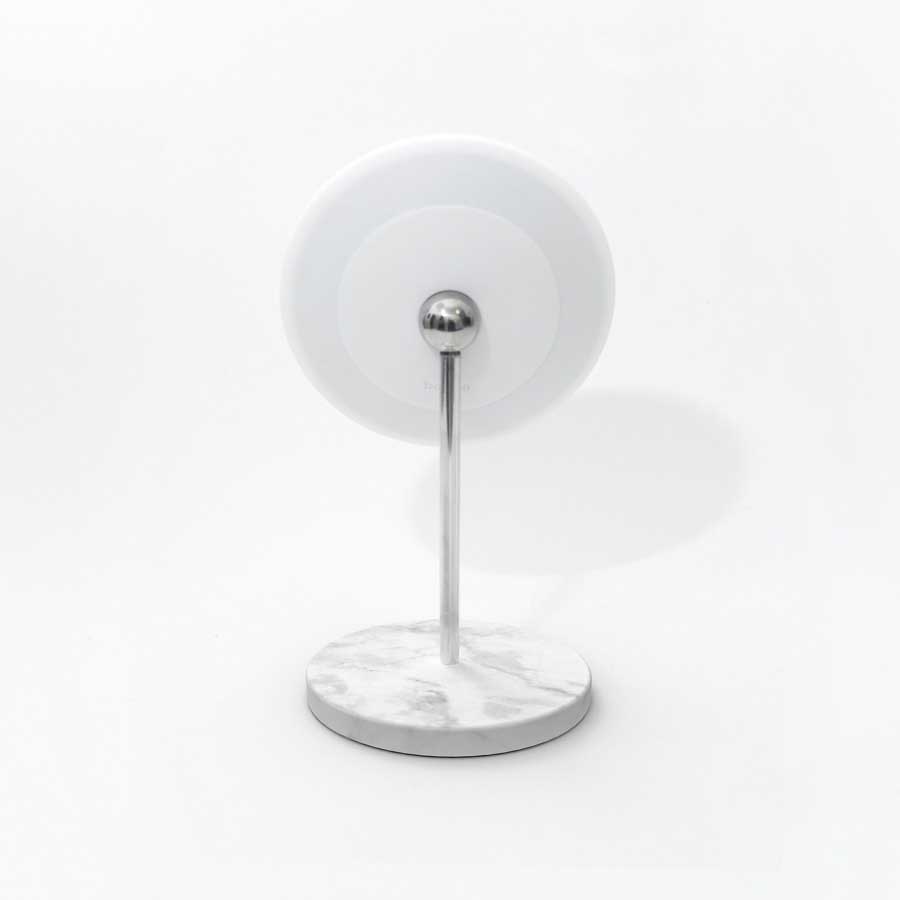 AirMirror™ Table Stand. Detachable Make-up Mirror X5 - White, grey. Marble stone base. ø 16,5 cm, 3 cm depth. Glass. Silicone - 4