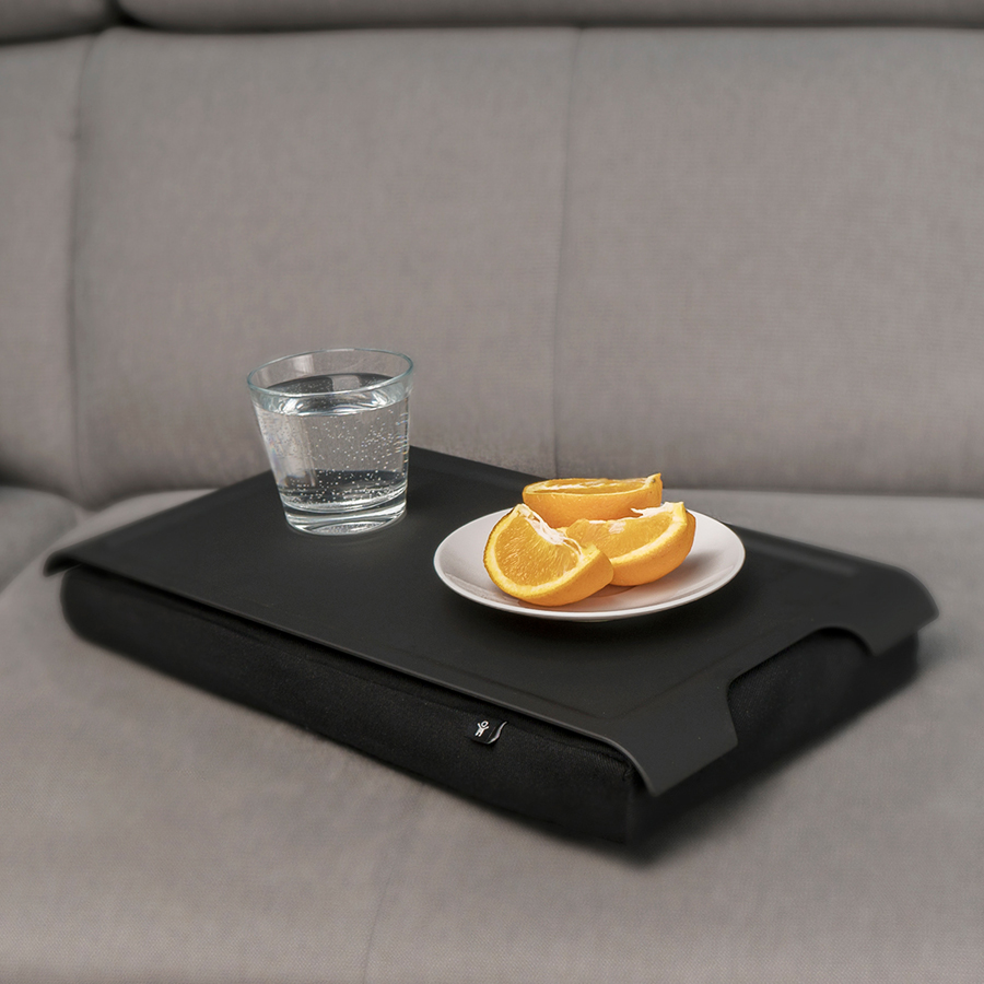Mini Laptray, Anti-Slip - Black/Black cushion. 46x23x6,5 cm. Plastic, cotton - 6