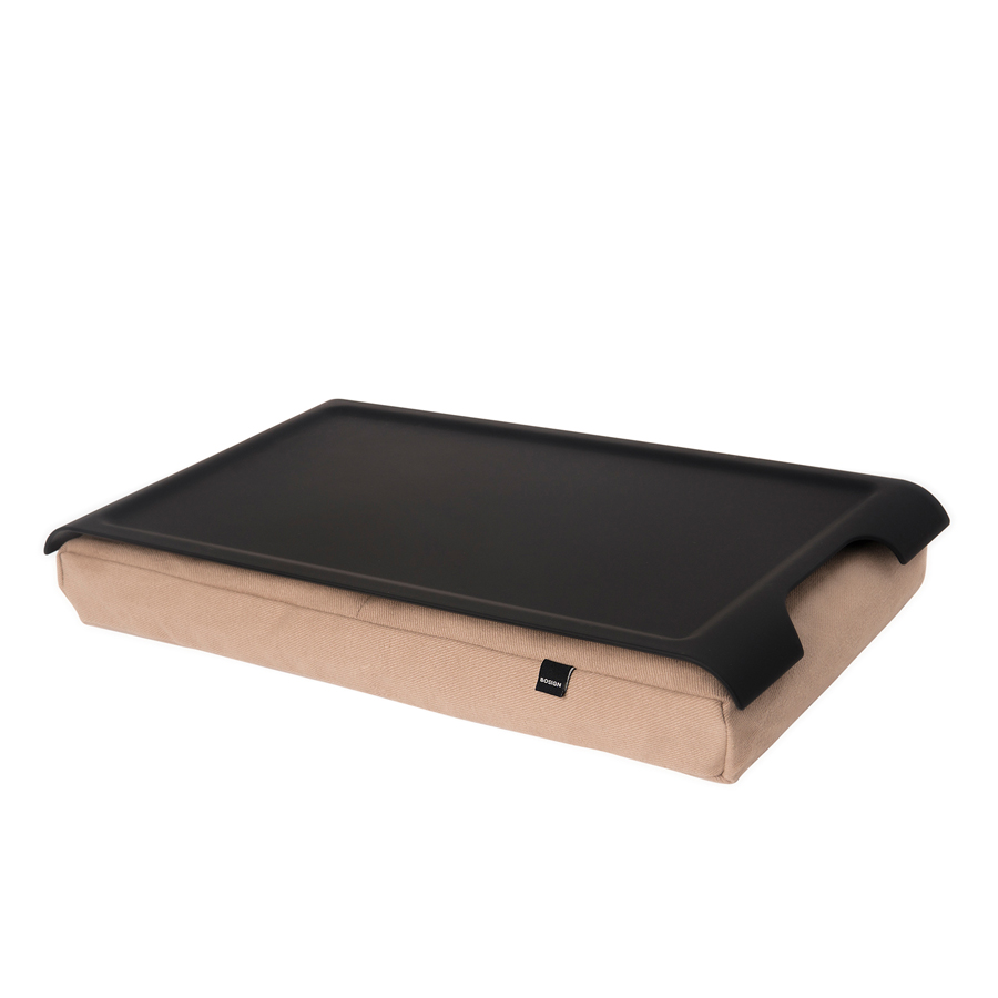Mini Laptray, Anti-Slip - Black/Natural cushion. 46x23x6,5 cm. Plastic, cotton