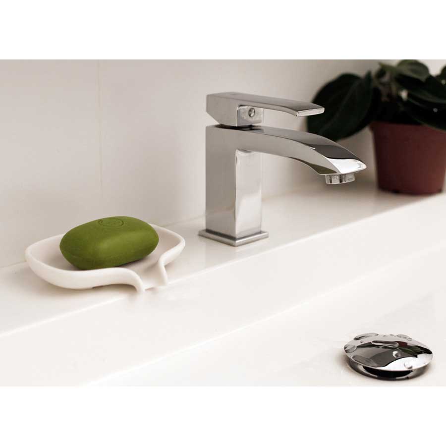 Soap dish with draining spout - White. 13,5x10,5x2,5 cm. Silicone - 2
