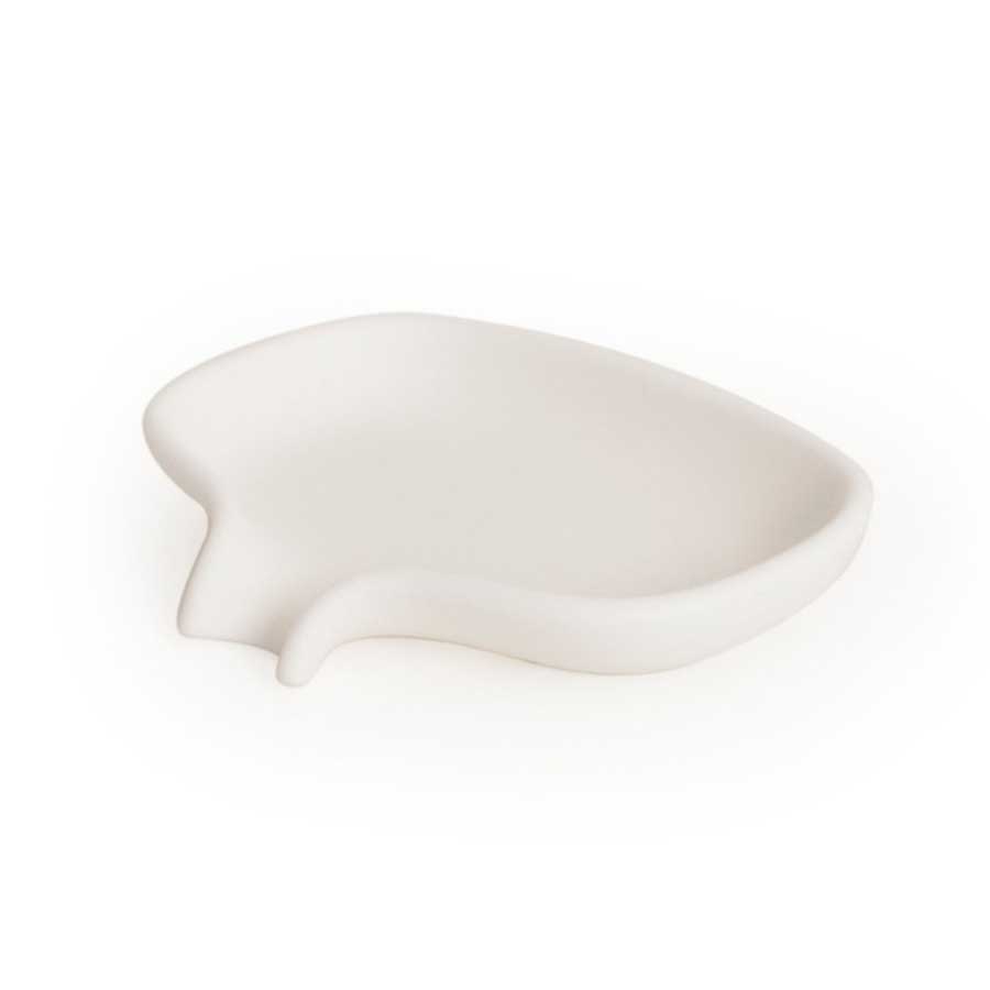 Soap dish with draining spout - White. 13,5x10,5x2,5 cm. Silicone - 3