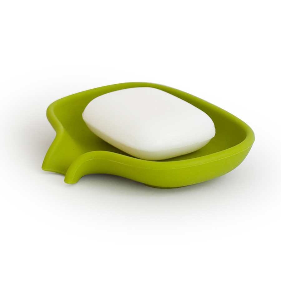 Soap dish with draining spout - Lime Green. 13,5x10,5x2,5 cm. Silicone