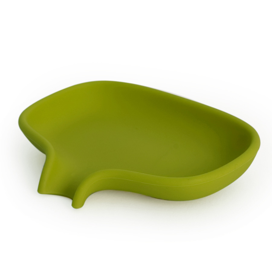 Silicone Soap Saver Dish with Draining Spout Lime Green