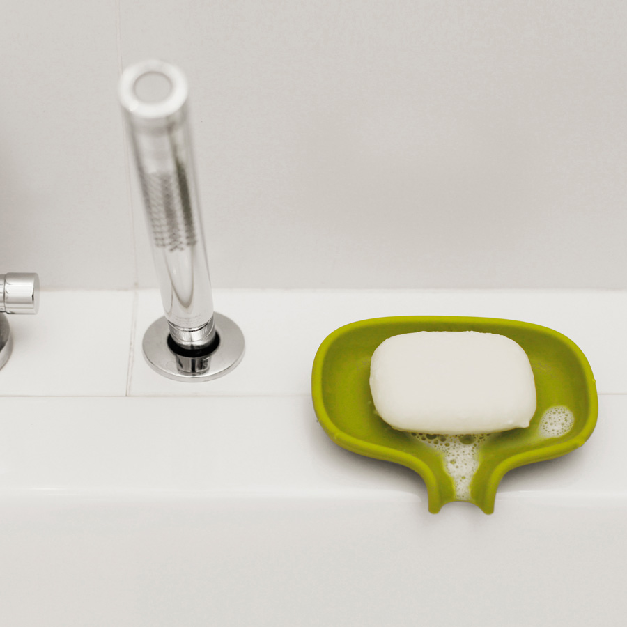 Soap dish with draining spout - Lime Green. 13,5x10,5x2,5 cm. Silicone - 2