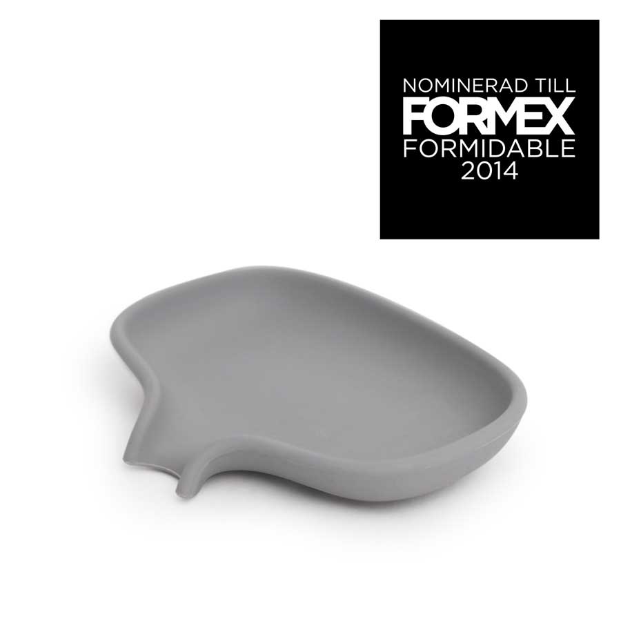 Soap dish with draining spout  - Stone Gray. 13,5x10,5x2,5 cm. Silicone