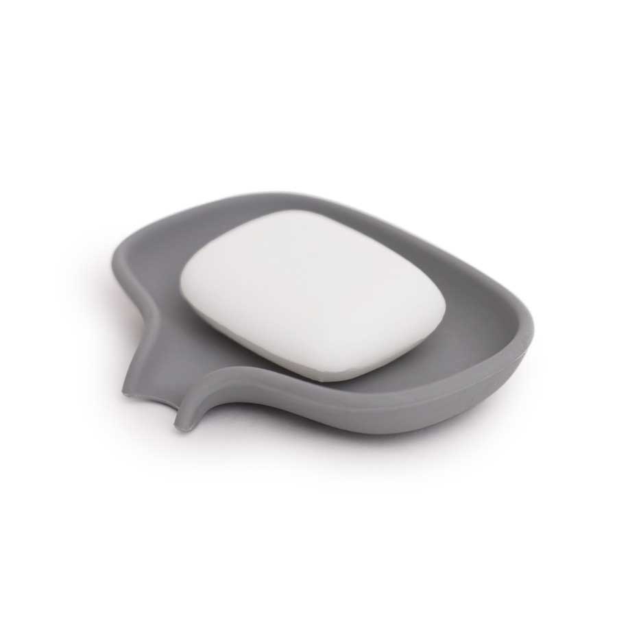 Soap dish with draining spout  - Stone Gray. 13,5x10,5x2,5 cm. Silicone - 1
