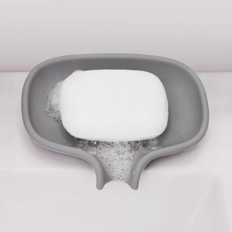 Soap dish with draining spout  - Stone Gray. 13,5x10,5x2,5 cm. Silicone - 2