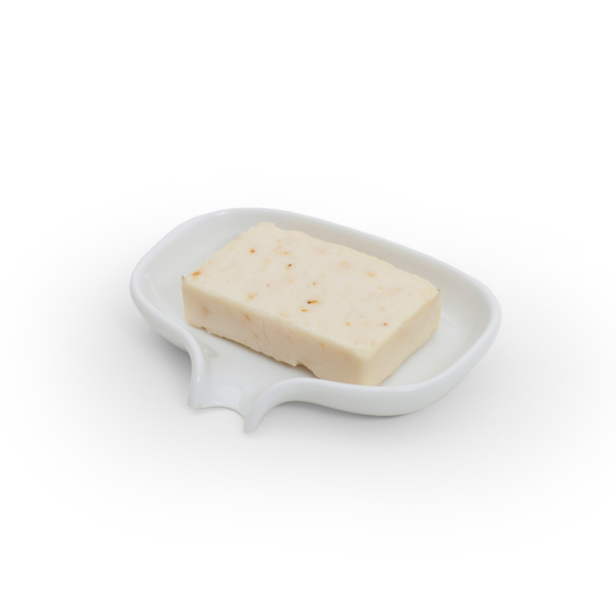 Porcelain Soap Saver Dish with Draining Spout - White. 13,5x10,5x2,5 cm. Porcelain - 6