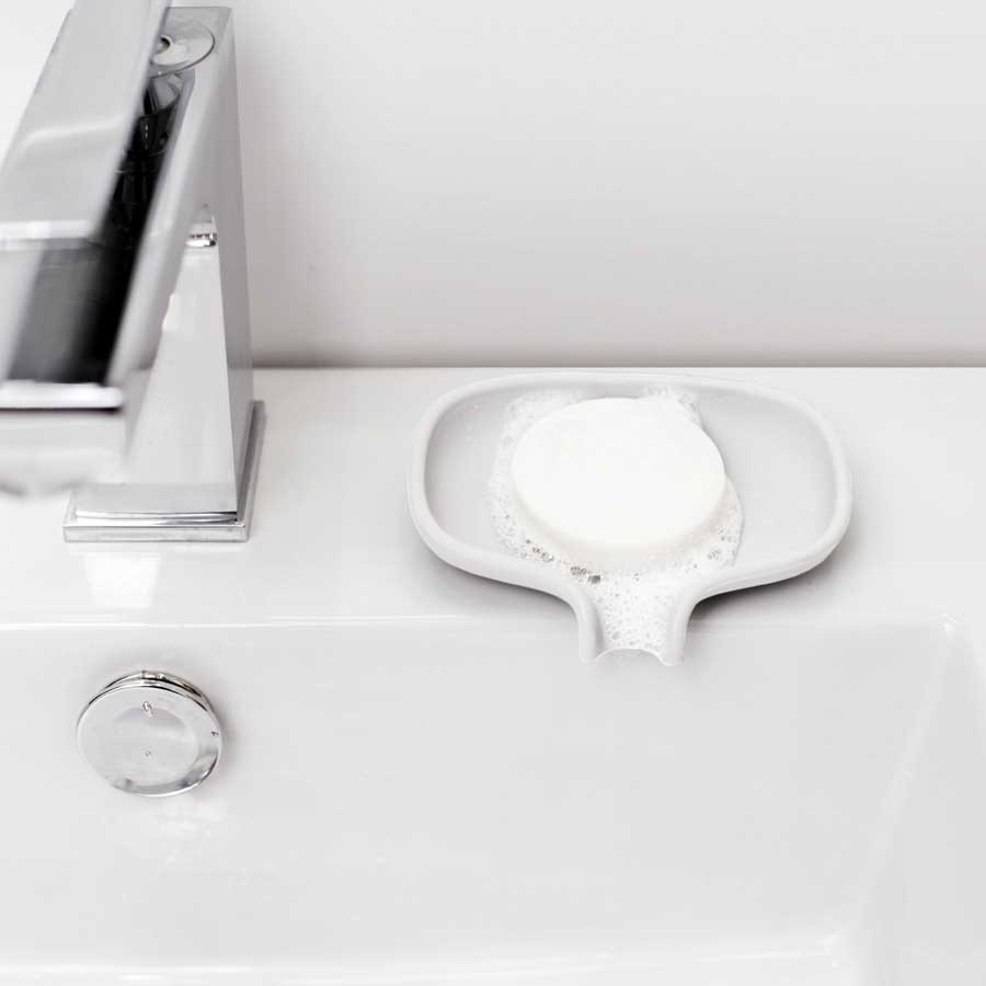 Soap dish with draining spout. SMALL - White. 10,8x8,5x2 cm. Silicone - 2