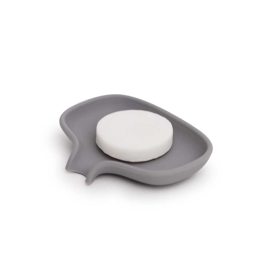 Soap dish with draining spout S - Stone Gray. 10,8x8,5x2 cm. Silicone
