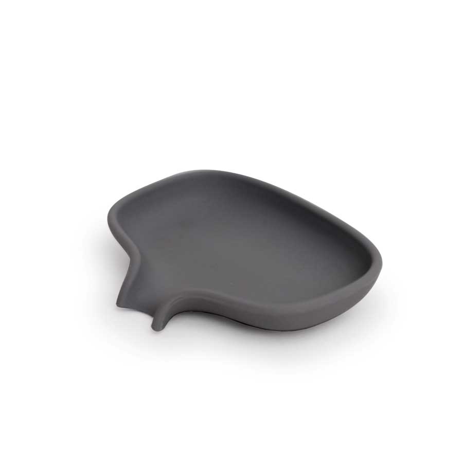 Silicone Soap Saver Dish with Draining Spout Graphite Gray