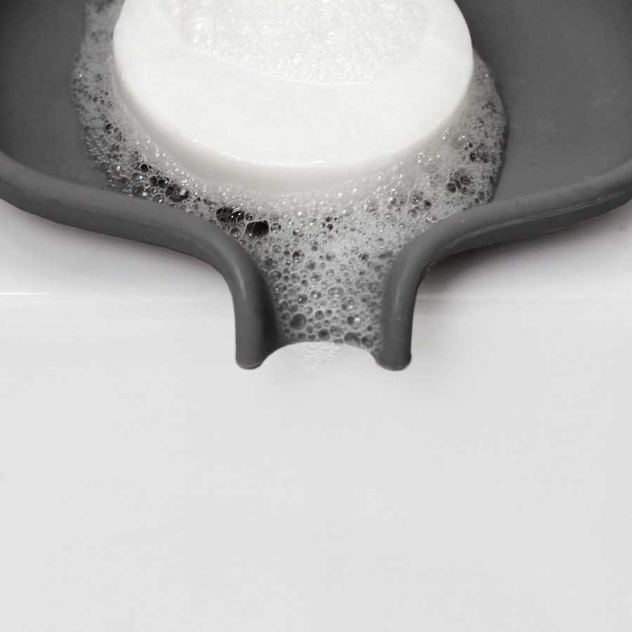 Soap dish with draining spout - Graphite Gray. 13,5x10,5x2,5 cm. Silicone - 3