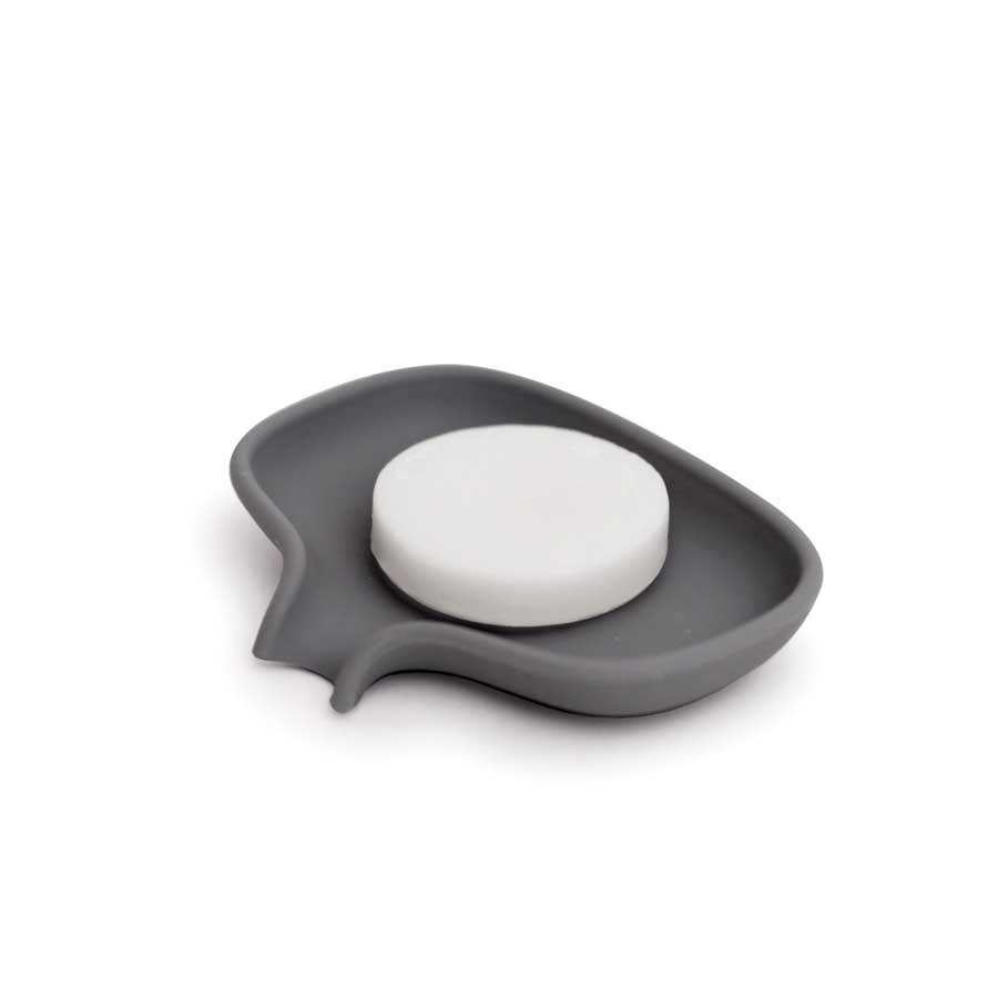 Soap dish with draining spout S - Graphite Gray. 10,8x8,5x2 cm. Silicone - 1