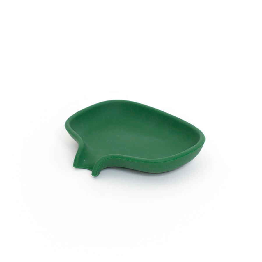 Silicone Soap Saver Dish with Draining Spout SMALL Dark Green