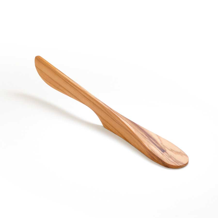 Self Standing Spreader Knife Air, Large Solid Olive Wood  