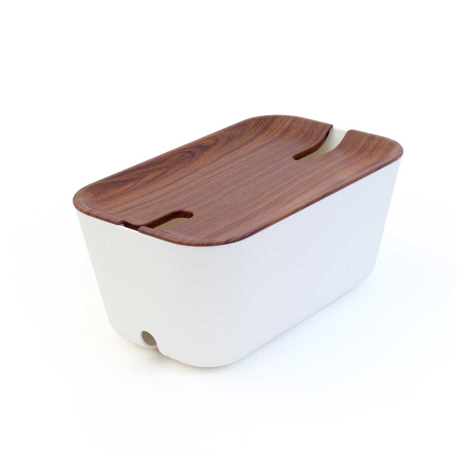 Cable Organiser M. Hideaway - White/Brown. 30x18x13,8 cm. Plastic, silicone - 4
