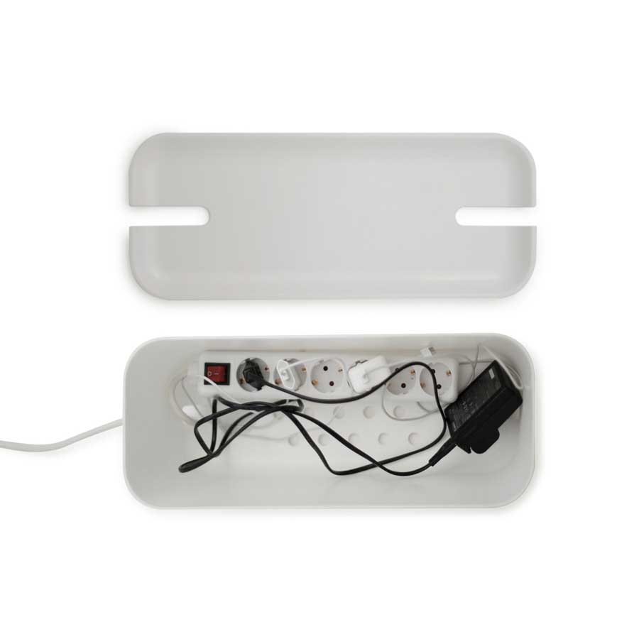 Cable Organiser XL. Hideaway - White/Natural. 45x18x17 cm. Plastic, silicone - 3