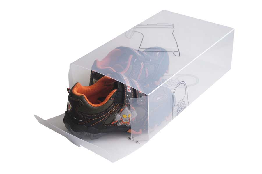 Shoe box for children's shoes, 2 pack Clear plastic / Black Print