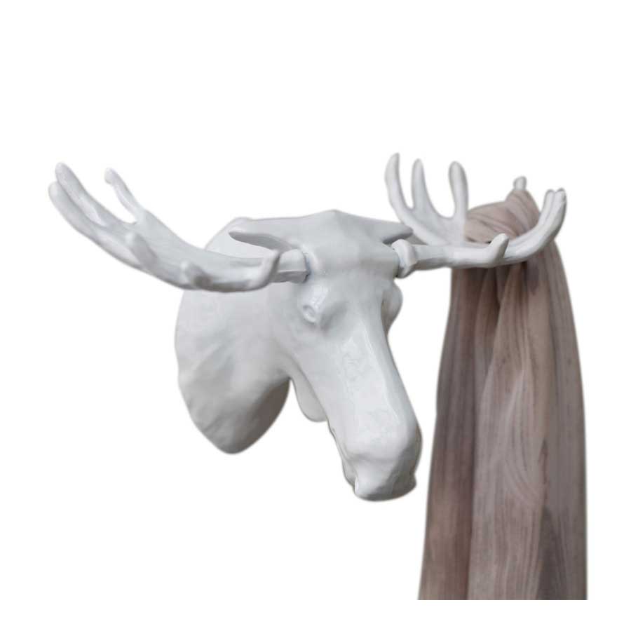 Moose Hook - White. 22x12,5x13,8 cm. Lacquered cast zinc